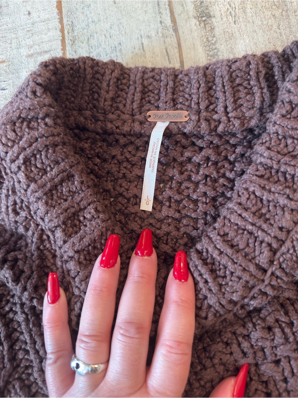 Free People Chocolate Brown Cable Knit Crop Sweater - Picture 4 of 4